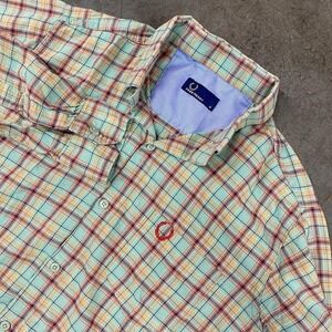 Fred Perry Plaid Button Up Shirt Laurel Wreath Logo Mens Size M